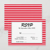 RSVP-kaart met rode of witte strepen RSVP Kaartje (Voorkant / Achterkant)