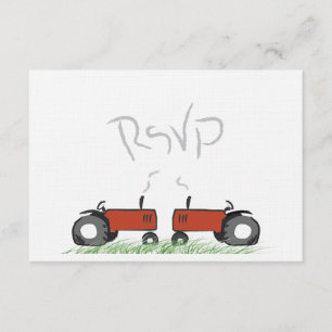 RSVP-kaart met rode tractor Wedding RSVP Kaartje