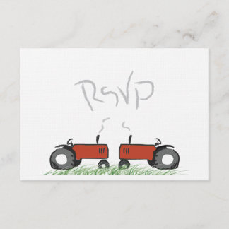RSVP-kaart met rode tractor Wedding RSVP Kaartje
