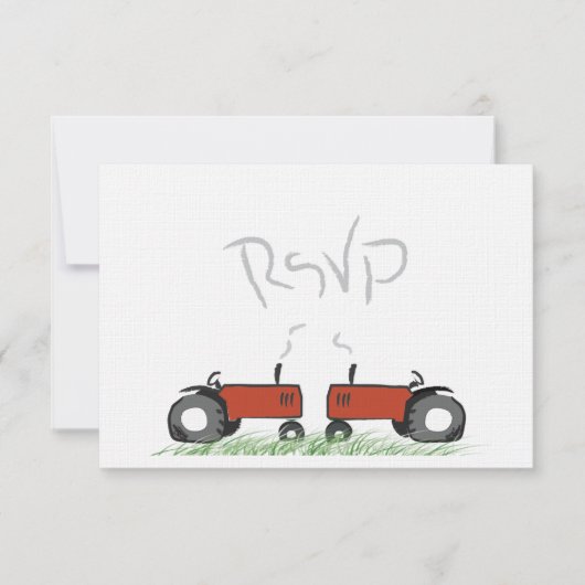RSVP-kaart met rode tractor Wedding RSVP Kaartje (Voorkant)