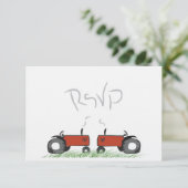RSVP-kaart met rode tractor Wedding RSVP Kaartje (Staand voorkant)