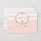 RSVP-kaart met roze anker en neusband RSVP Kaartje (Voorkant)