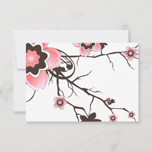 RSVP-kaart met roze en bruine Cherry Blossom RSVP Kaartje (Achterkant)