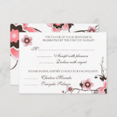 RSVP-kaart met roze en bruine Cherry Blossom RSVP Kaartje (Voorkant / Achterkant)