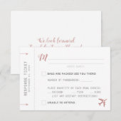 RSVP-kaart met roze instapmodel ticket RSVP Kaartje (Voorkant / Achterkant)