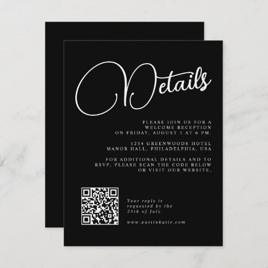 RSVP-kaart met RSVP-kaart met zwarte en witte brui Kaart (Voorkant / Achterkant)