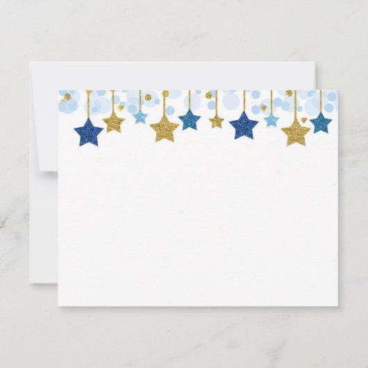 RSVP-kaart met twinkle tdraai (blauw) en gouden st Bedankkaart (Achterkant)