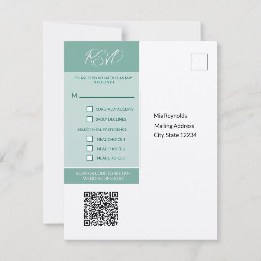 RSVP-Kaart met uitnodiging en QR-code (Achterkant)