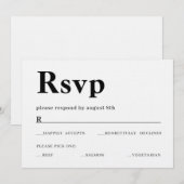 RSVP-kaart met vetgedrukte tekst Kaart (Voorkant / Achterkant)