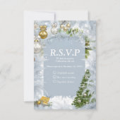 RSVP-Kaart met witte kerstbruiloft RSVP Kaartje (Voorkant)