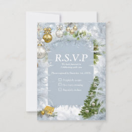RSVP-Kaart met witte kerstbruiloft RSVP Kaartje