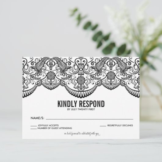 RSVP-kaart met zwart en wit Marokkaans logo RSVP Kaartje (Staand voorkant)