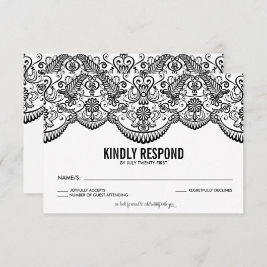 RSVP-kaart met zwart en wit Marokkaans logo RSVP Kaartje (Voorkant / Achterkant)