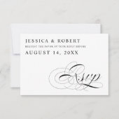 RSVP-kaart met zwart en wit traditioneel huwelijk RSVP Kaartje (Voorkant)