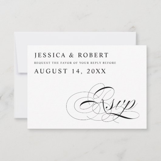 RSVP-kaart met zwart en wit traditioneel huwelijk RSVP Kaartje (Voorkant)
