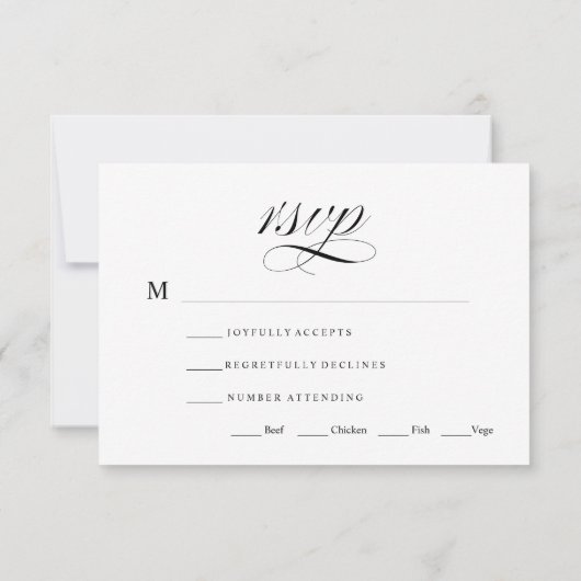 RSVP-kaart met zwart en wit traditioneel huwelijk RSVP Kaartje (Achterkant)