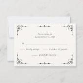  RSVP-kaart met zwart-wit en wit gezicht RSVP Kaartje (Achterkant)