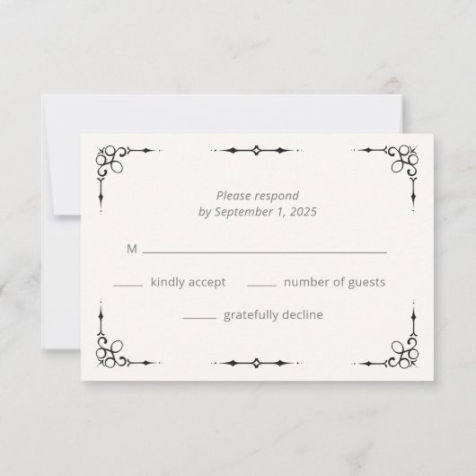 RSVP-kaart met zwart-wit en wit gezicht RSVP Kaartje (Achterkant)