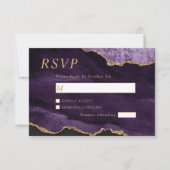 RSVP-kaart met zwarte en Paarse gouden bruiloft RSVP Kaartje (Voorkant)