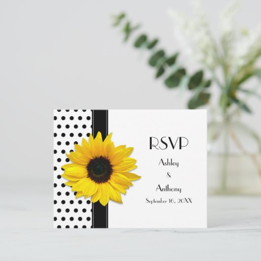 RSVP-kaart met zwarte en witte poka-weddenschap RSVP Kaartje (Staand voorkant)