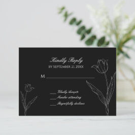 RSVP-kaart met zwarte en witte Tulp Weddenschap RSVP Kaartje