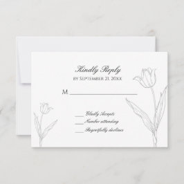 RSVP-kaart met zwarte en witte Tulp Weddenschap RSVP Kaartje