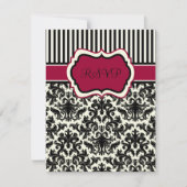 RSVP-kaart met zwarte, ivoren of rode streping Kaart (Voorkant)