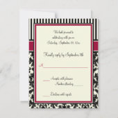 RSVP-kaart met zwarte, ivoren of rode streping Kaart (Achterkant)
