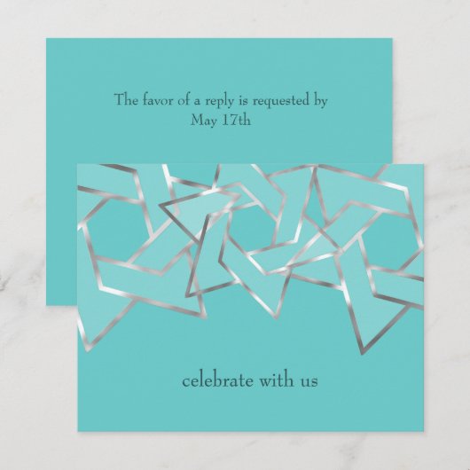 RSVP-kaart Metallic look Star van David Kaart (Voorkant / Achterkant)