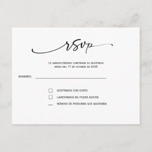 RSVP Kaart Minimalistische Elegante Trouwfeest P