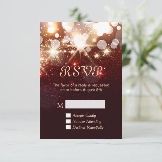 RSVP-kaart - Modern Gold Glitter Sparkles RSVP Kaartje (Staand voorkant)