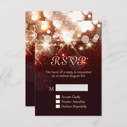 RSVP-kaart - Modern Gold Glitter Sparkles RSVP Kaartje (Voorkant / Achterkant)