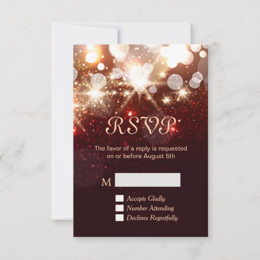 RSVP Kaart - Moderne Gouden Glitter Vonken (Voorkant)