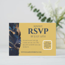 RSVP-kaart Navy Blue & Gold Marmer Thema