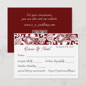 RSVP-kaart Open-Work Elegant Maroon Bruiloft RSVP Kaartje (Voorkant / Achterkant)