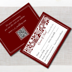 RSVP-kaart Open-Work Elegant Maroon Bruiloft RSVP Kaartje