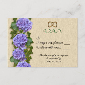 RSVP-kaart paars Hydrangea RSVP Kaartje