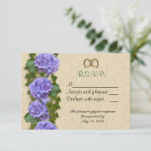 RSVP-kaart paars Hydrangea RSVP Kaartje (Staand voorkant)
