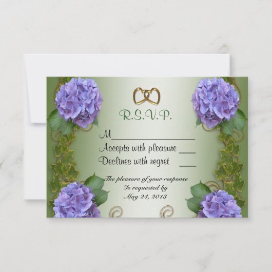 RSVP-kaart paars Hydrangea RSVP Kaartje (Voorkant)