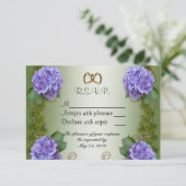 RSVP-kaart paars Hydrangea RSVP Kaartje (Staand voorkant)