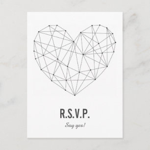RSVP-kaart   Reactie   Bruiloft   Geometrisch hart Uitnodiging Briefkaart