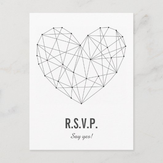 RSVP-kaart | Reactie | Bruiloft | Geometrisch hart Uitnodiging Briefkaart (Voorkant)