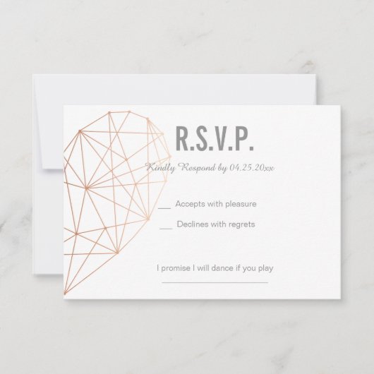 RSVP-kaart | Reactie | Bruiloft Geometrisch Roos G RSVP Kaartje (Voorkant)
