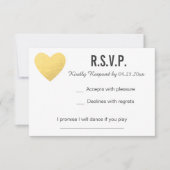 RSVP-kaart | Reactie | Bruiloft | Gouden hart RSVP Kaartje (Voorkant)