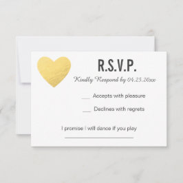 RSVP-kaart | Reactie | Bruiloft | Gouden hart RSVP Kaartje