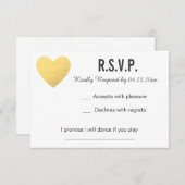 RSVP-kaart | Reactie | Bruiloft | Gouden hart RSVP Kaartje (Voorkant / Achterkant)