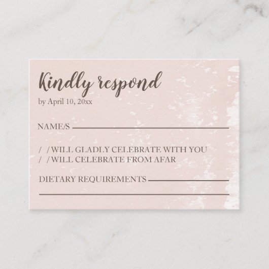 RSVP-kaart reageer alsjeblieft modern blush Informatiekaartje (Voorkant)