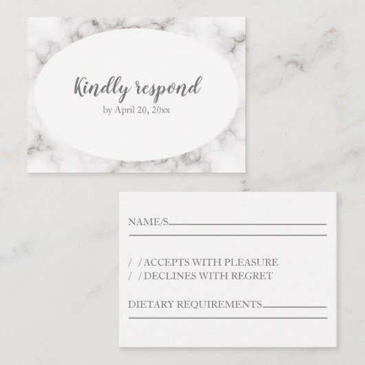 RSVP-kaart reageren op moderne marmer Informatiekaartje (Voorkant / Achterkant)
