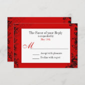 RSVP-kaart (Red Black Black White, ) RSVP Kaartje (Voorkant / Achterkant)
