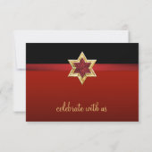 RSVP-kaart Red en Black Ombre Star Kaart (Achterkant)